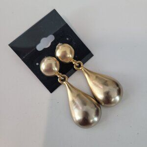 Vintage NLH Signed Teardrop Dangle Drop Earrings Gold Plated